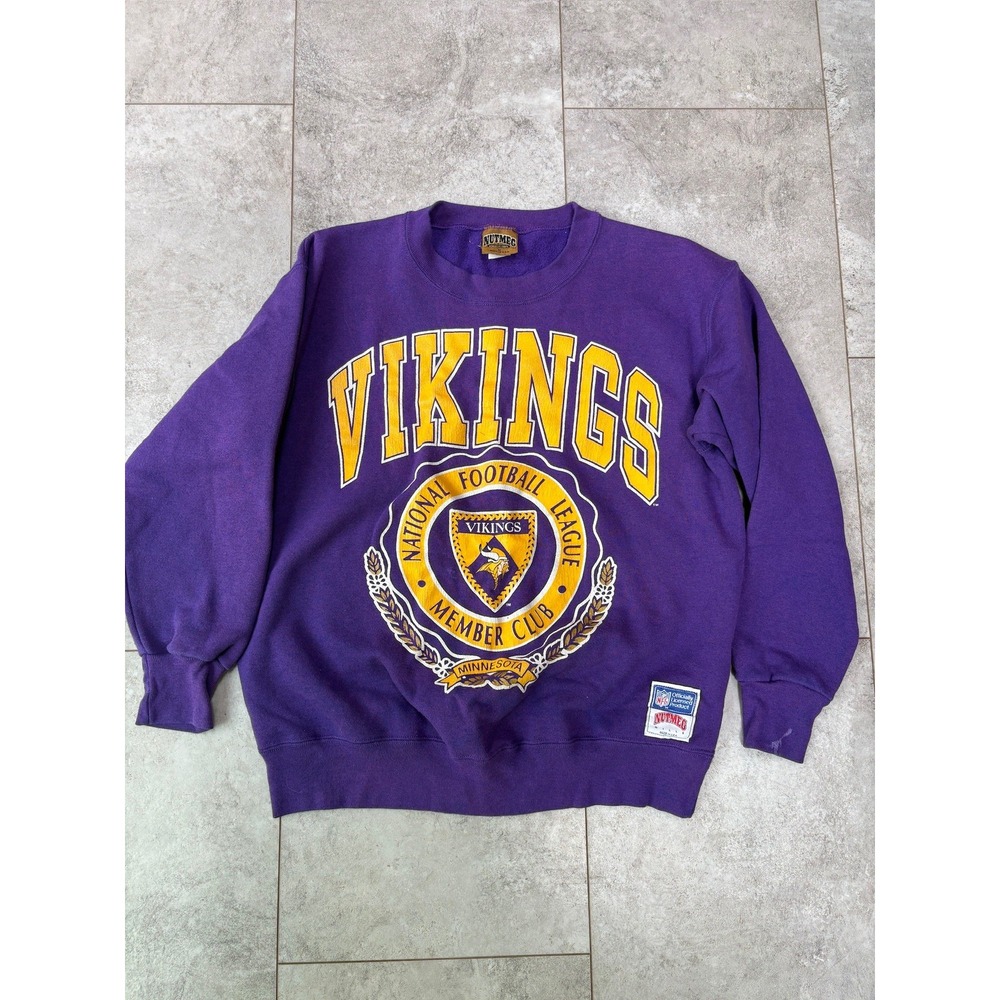 Vintage 90's Minnesota Vikings Crewneck Sweatshirt Sz Small Nutmeg NFL Football